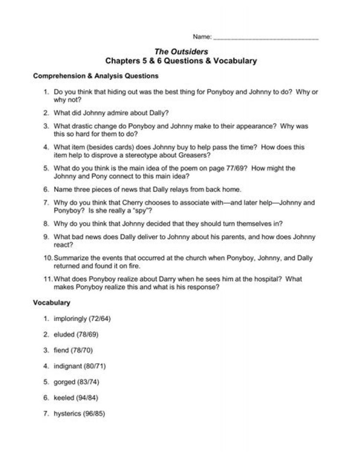 The Outsiders Chapter 5 Questions & Answers PDF: Study Guide