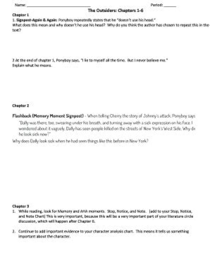 The Outsiders Test: Chapters 1-6 PDF – Full Chapter Test & Analysis