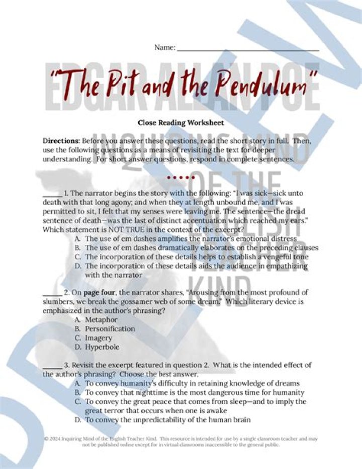 The Pit and the Pendulum: Comprehensive Q&A PDF Answers