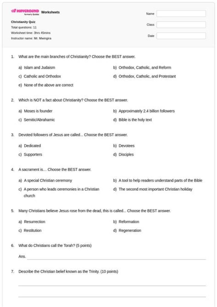The Rise and Spread of Christianity: Worksheet PDF Answers Guide