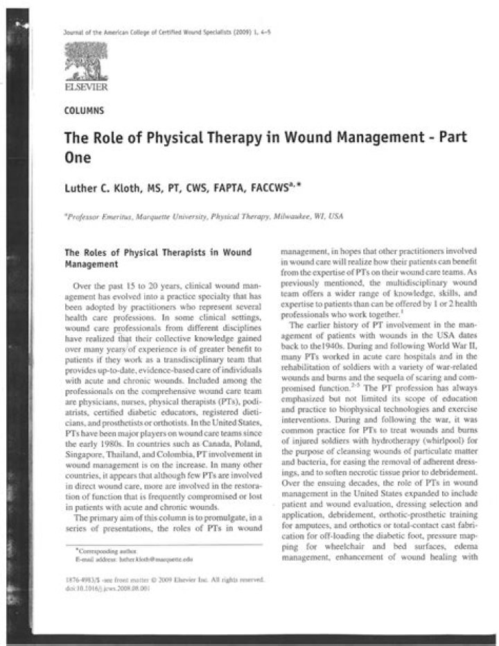 The Role of Physical Therapists in Wound Management: A Comprehensive PDF Guide