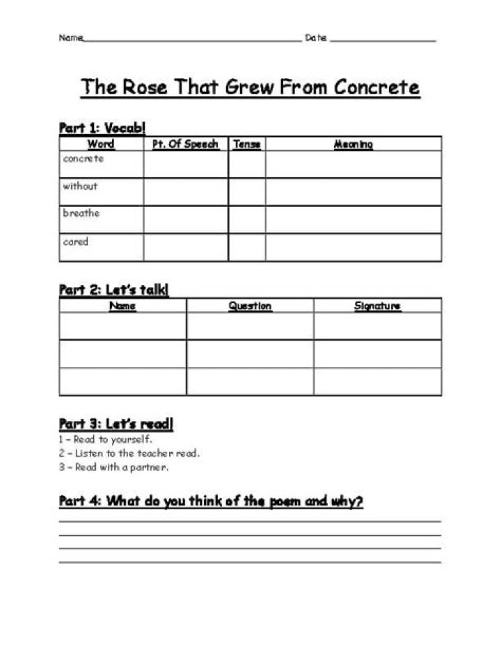 The Rose That Grew from Concrete: PDF Answer Key & Inspiration