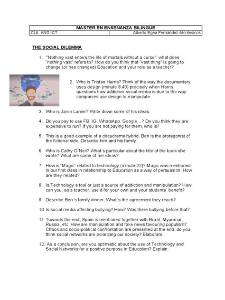 The Social Dilemma: Essential Questions PDF for Deep Reflection