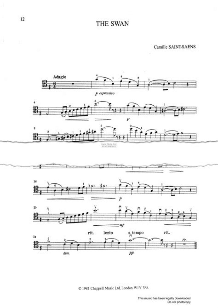 The Swan Cello Sheet Music PDF in Bass Clef – Download Now