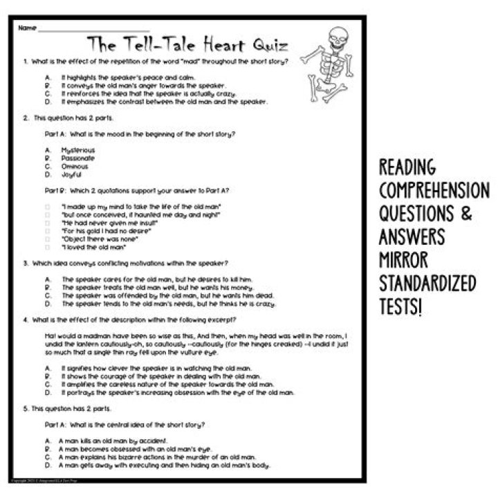 Test Your Understanding: The Tell-Tale Heart Test Questions & Answers PDF