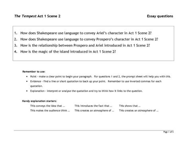 The Tempest Act 1 Scene 2 Questions & Answers PDF Guide