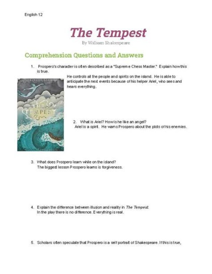 The Tempest: Key Questions and Answers PDF