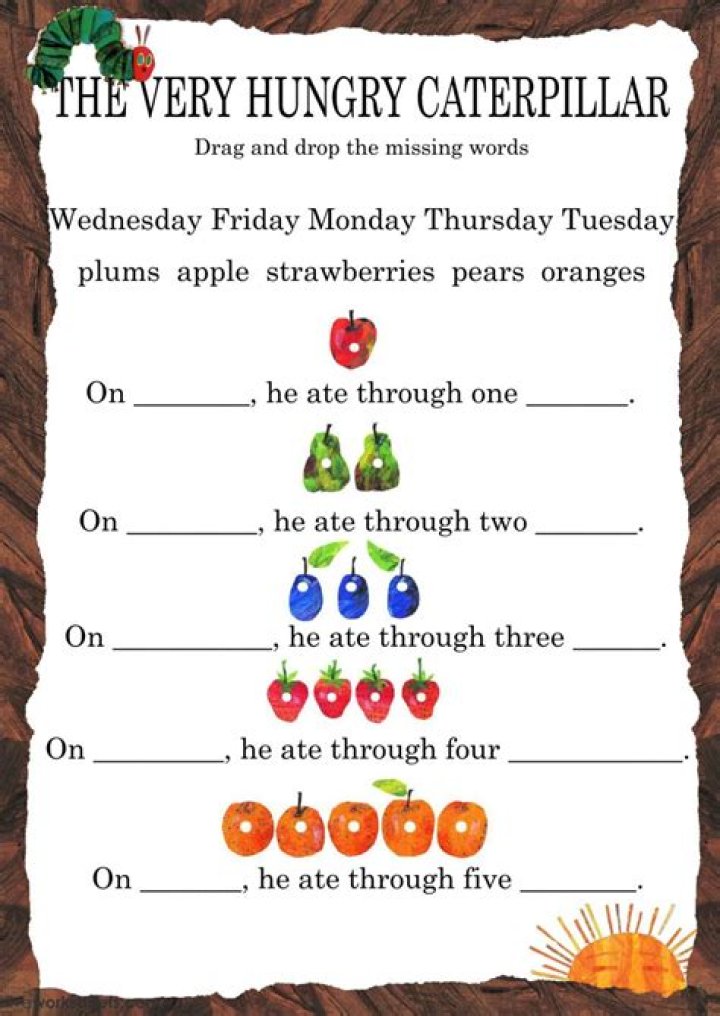The Very Hungry Caterpillar Worksheets PDF: Printable Activities for Kids
