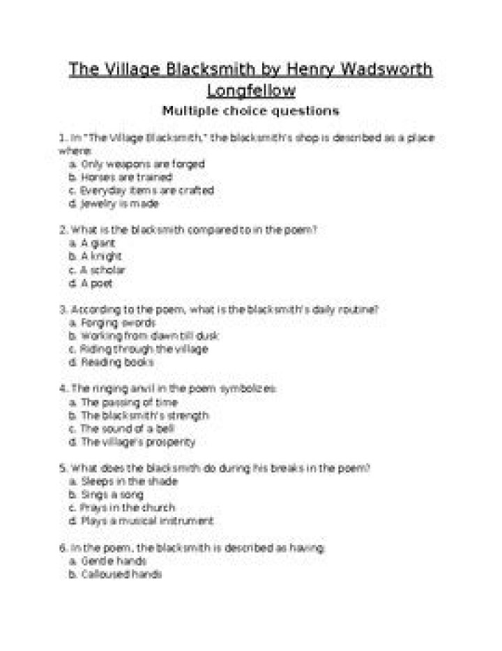 The Village Blacksmith Questions and Answers PDF: Essential Guide