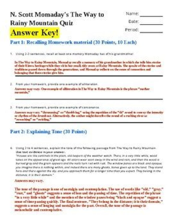 How to Reach the Rainy Mountain: PDF Answers Inside