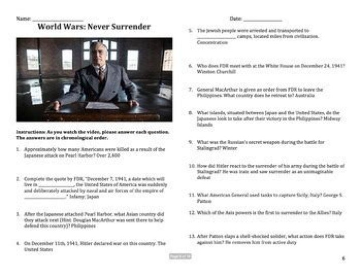 The World Wars Episode 3 Never Surrender Answer Key PDF – Full Answers