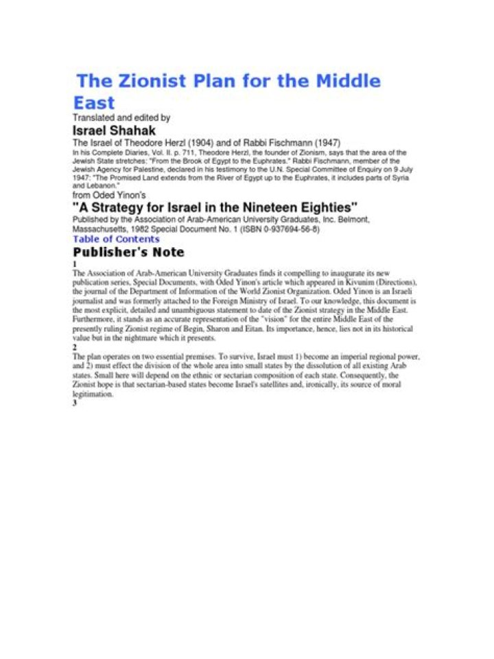 The Zionist Plan for the Middle East: Uncovering the PDF Analysis