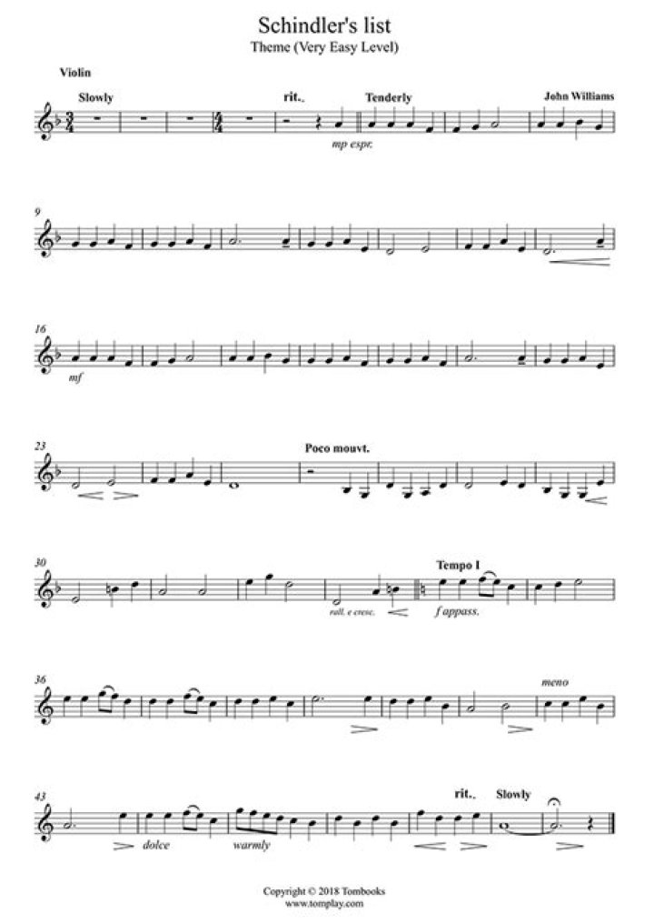 Theme from Schindler's List Violin PDF – Emotional Score of Survival