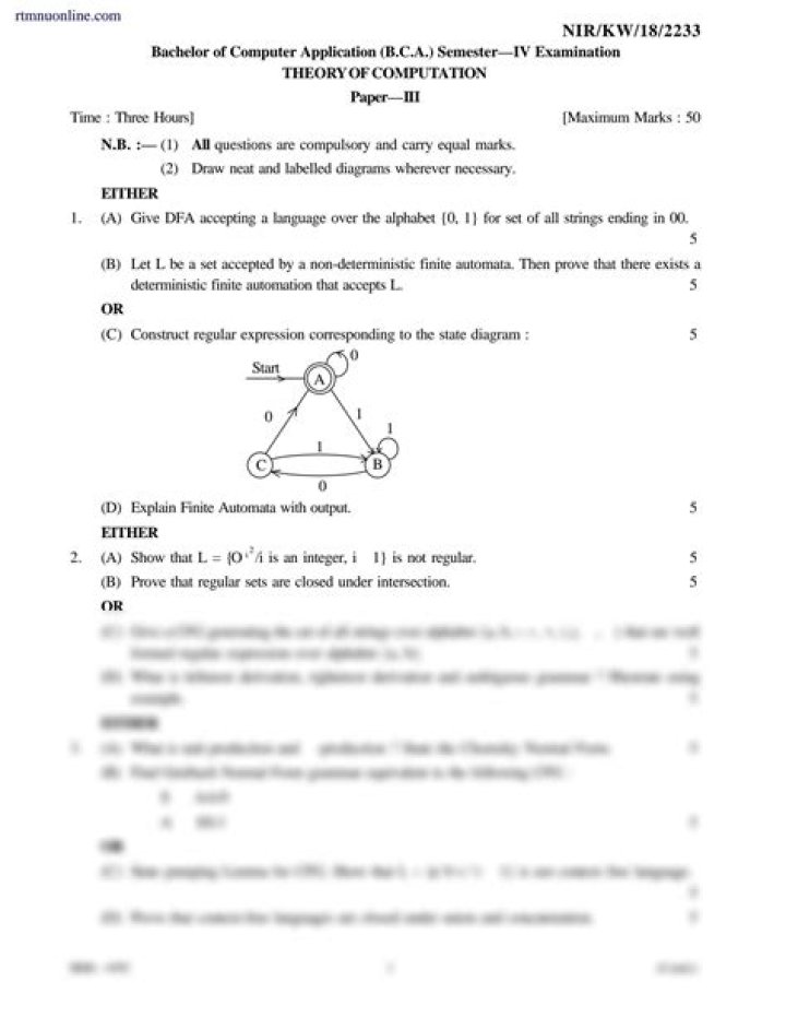 Theory of Computation Exam Questions & Answers PDF – Instant Download
