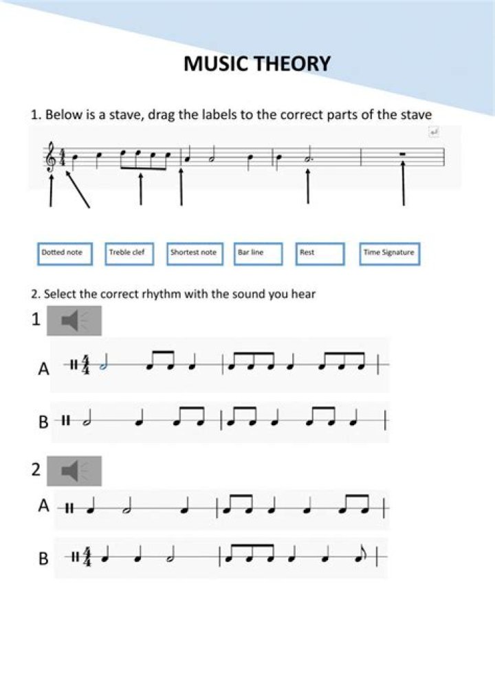 Beginning Band Theory Worksheets with Answer Key - Free PDF