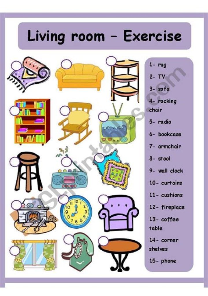 Free Printable Living Room Worksheet PDF: Things to Organize & Decorate