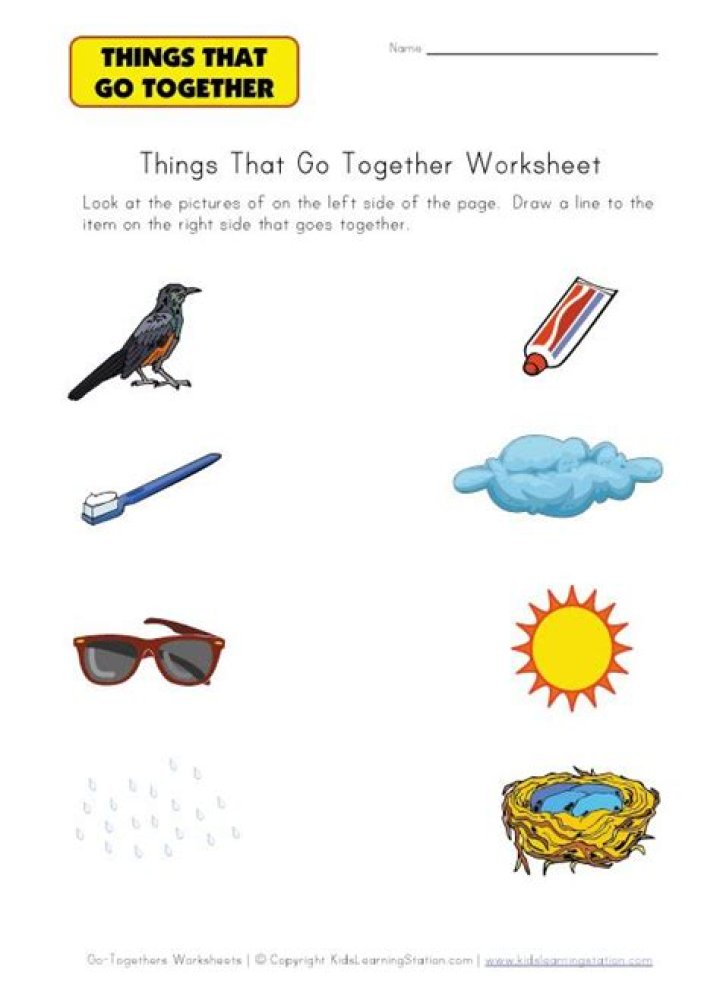Preschool Things That Go Together Worksheets PDF for Fun Learning