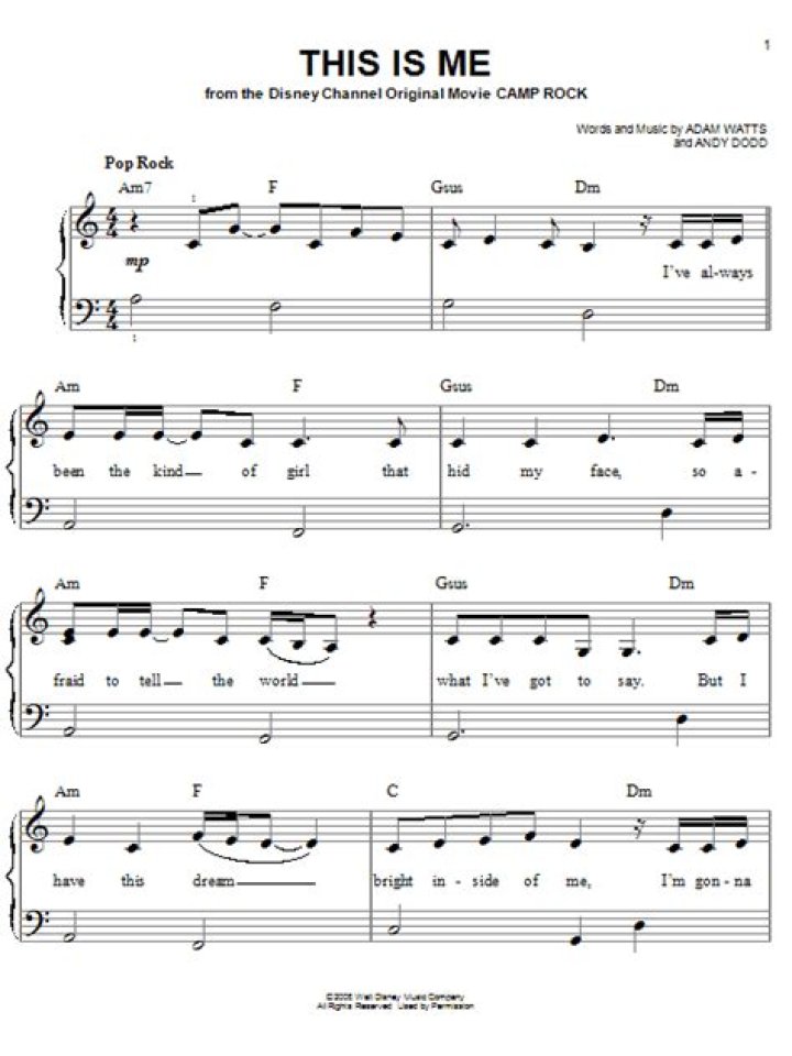 This Is Me Camp Rock Sheet Music PDF – Sing-Along Guitar & Vocals