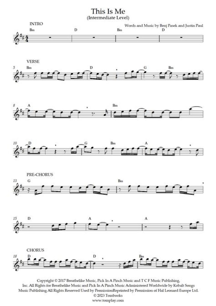 This Is Me Choir Sheet Music PDF – Easy Sing-Along Lyrics