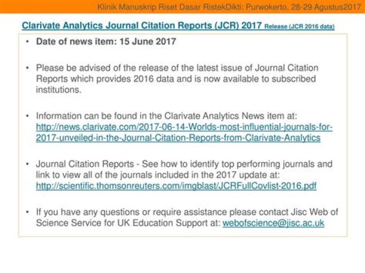 Thomson Reuters Journal List 2017: PDF Archive & Full Journal List