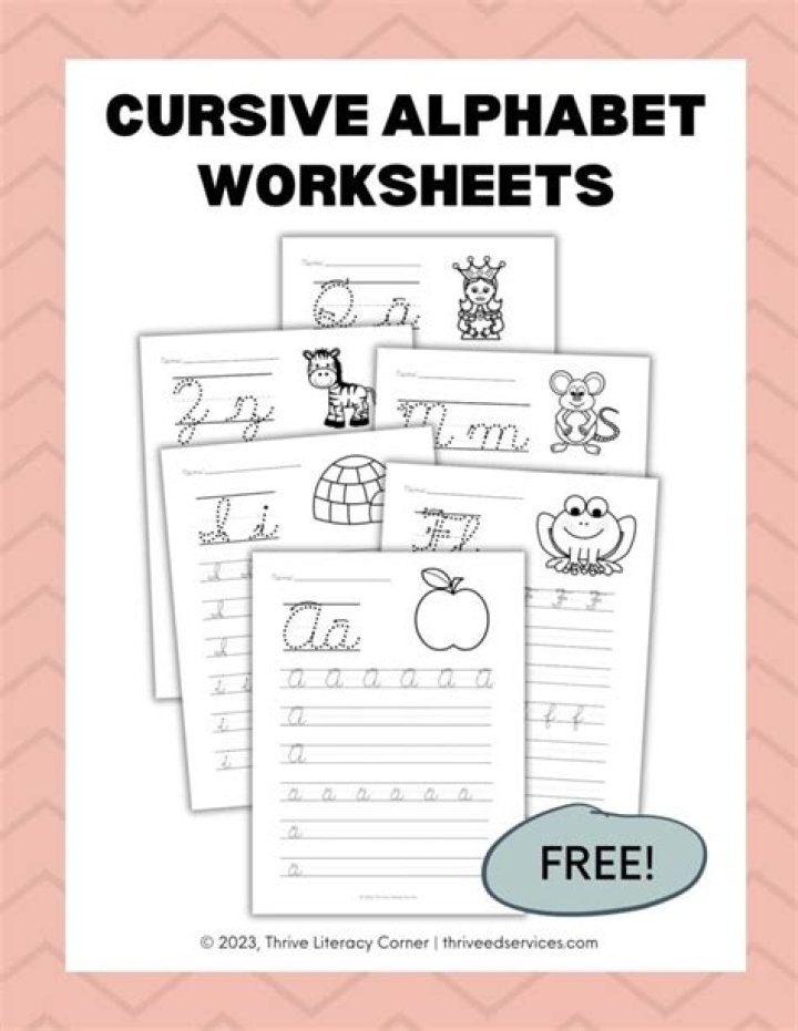 Free Three-Letter Words Cursive Writing Worksheets PDF for Kids