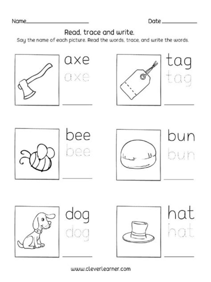 Free Three-Letter Words Tracing Worksheets PDF for Kids