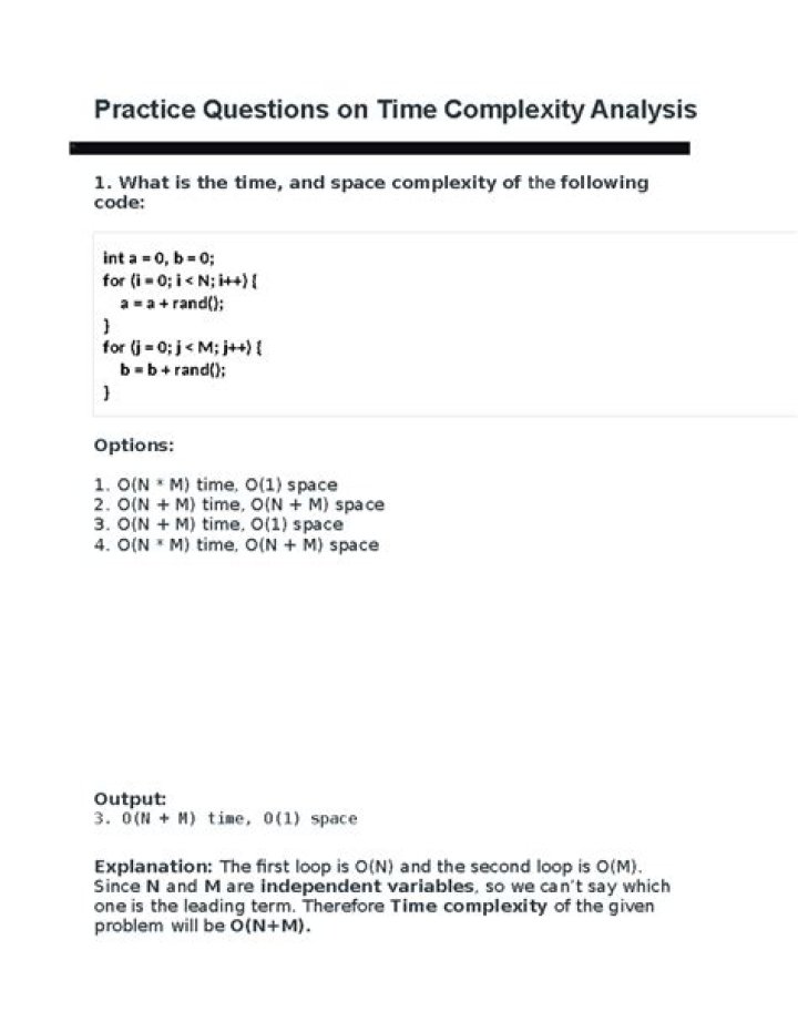 Time Complexity Questions & Answers PDF: Master Algorithms Easily