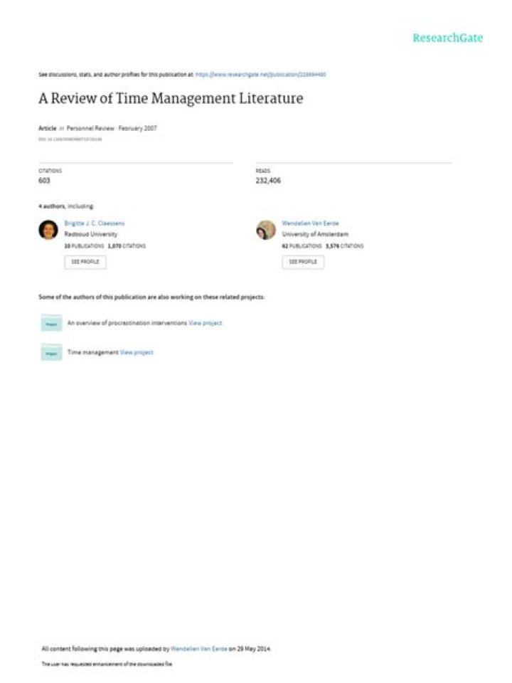 Time Management Literature Review: Essential Insights in PDF Format
