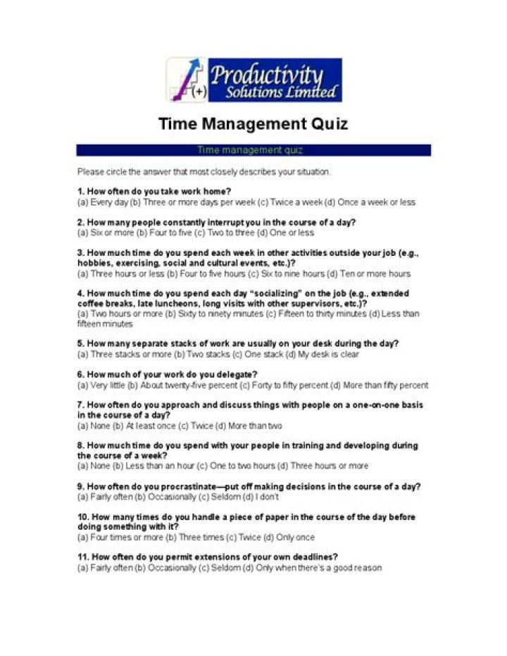Time Management Quiz PDF: Boost Your Productivity Instantly