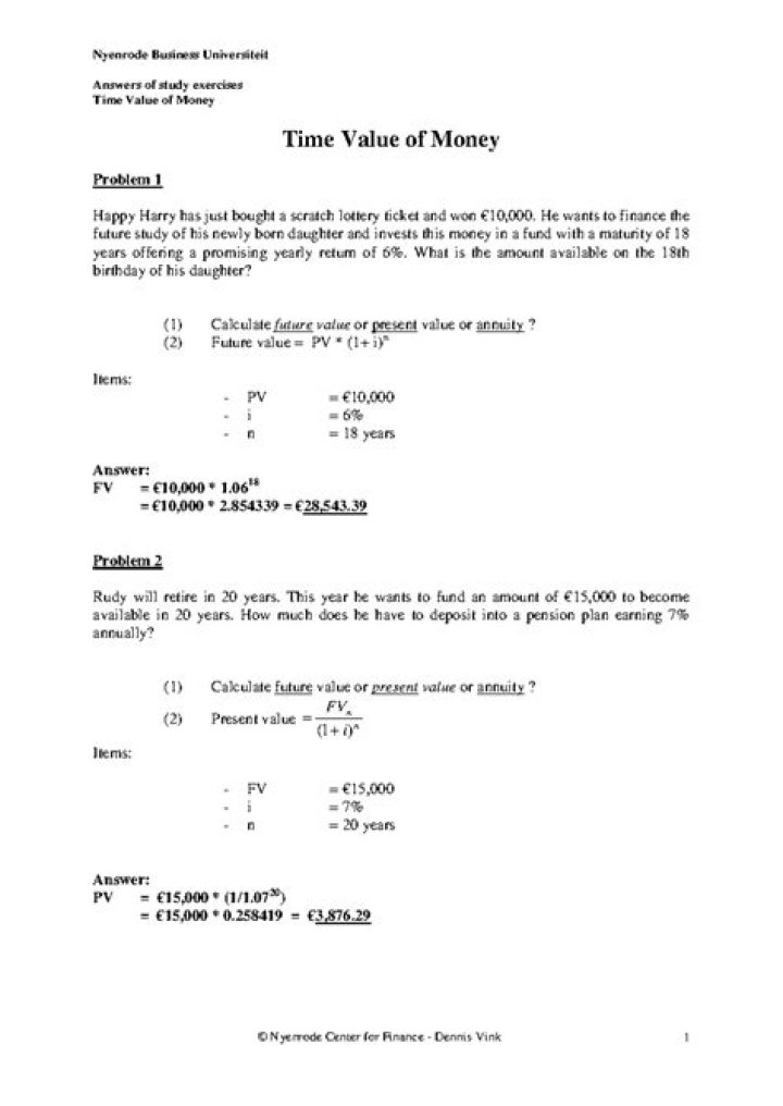 Time Value of Money Questions with Solutions PDF: Master Financial Math