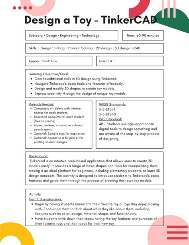 Free Tinkercad Lesson Plans PDF for Teachers and Students