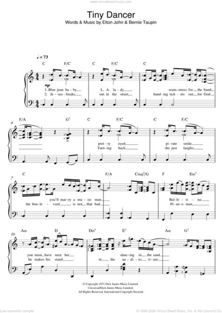 Tiny Dancer Sheet Music PDF – Printable Dance Scores for Kids