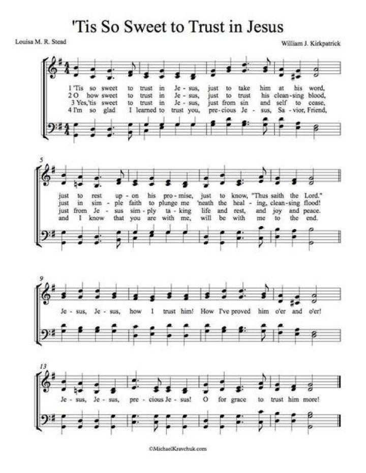 Tis So Sweet to Trust in Jesus Sheet Music PDF Download
