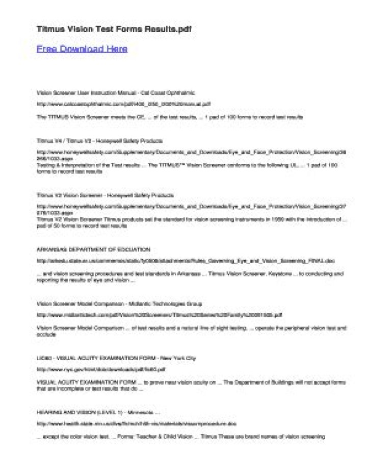 Free Titmus Vision Test Form PDF Download Now