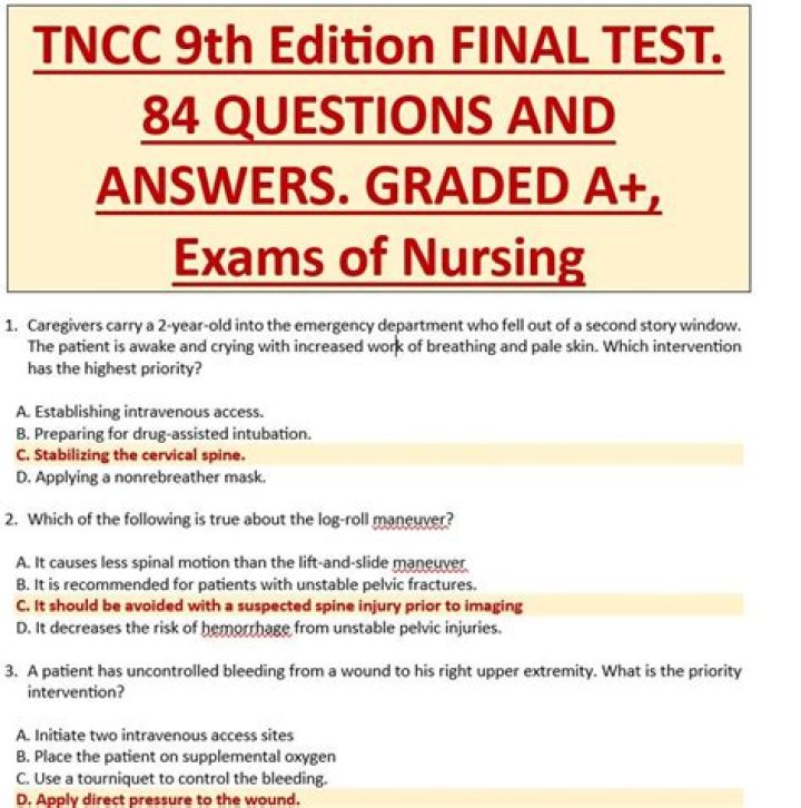 TNCC 9th Edition Test Answers 2024 PDF Free Download – Study Guide & Solutions