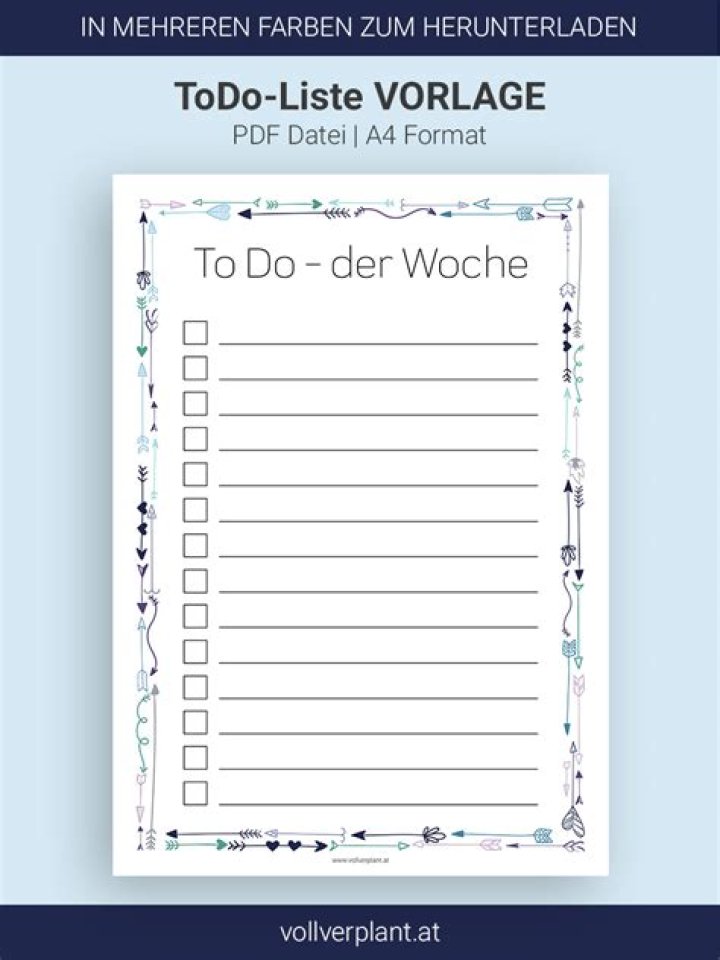 To Do Liste Vorlage PDF – Kostenlos & Übersichtlich