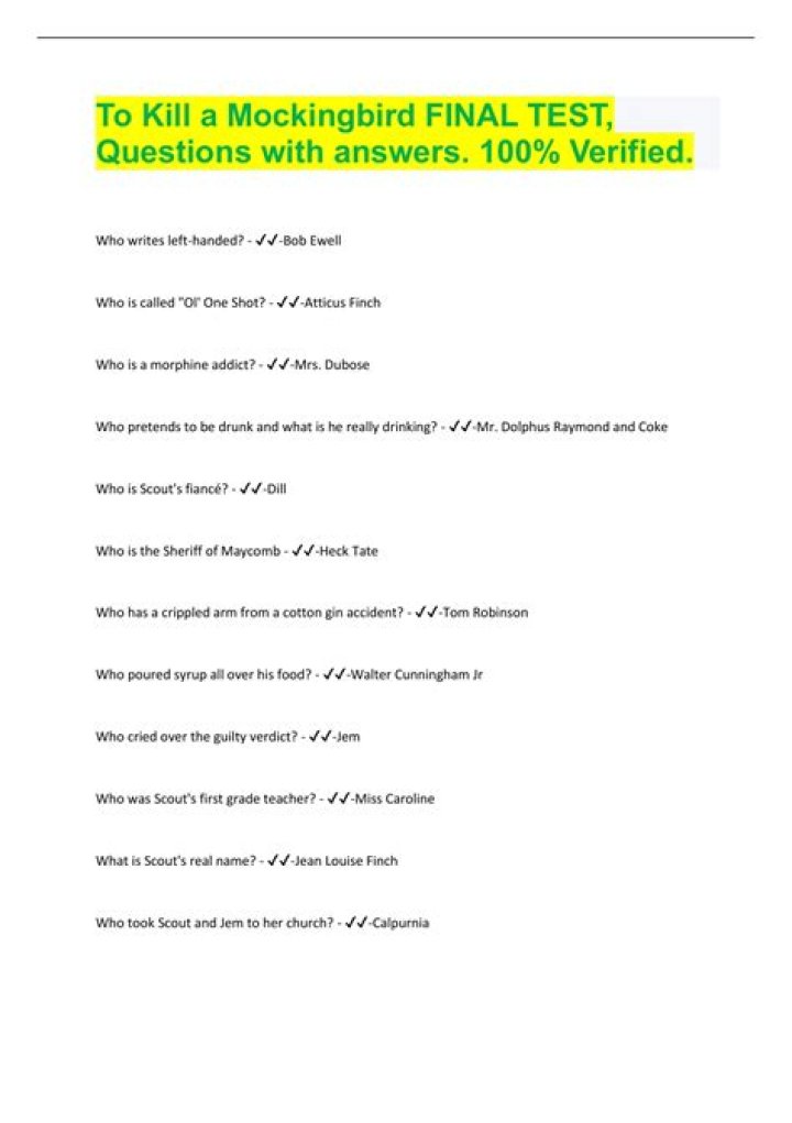To Kill a Mockingbird Questions and Answers PDF Guide