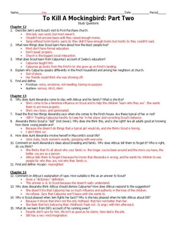 To Kill a Mockingbird Study Guide Answers PDF – Perfect Exam Prep
