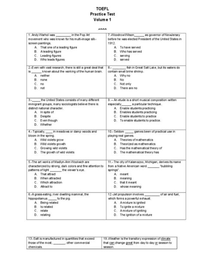 Toefl Exam Practice Test PDF – Instant Download for Success