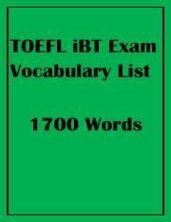 TOEFL iBT Exam Vocabulary List 1700 Words PDF – Master Key TOEFL Vocabulary