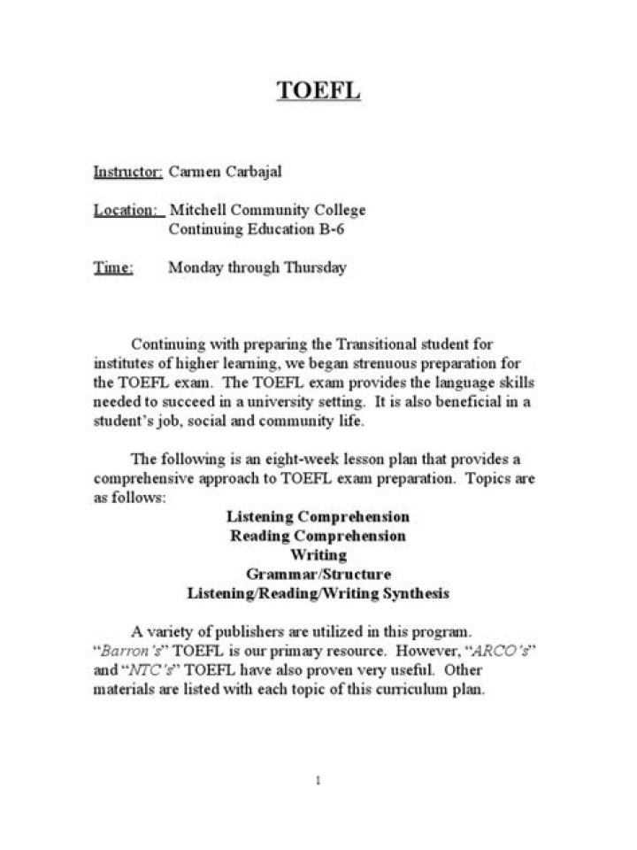 Free TOEFL Lesson Plan PDF Download – Effective Practice for IELTS