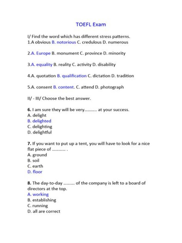 Toefl Practice Test with Answers PDF – Perfect for Success
