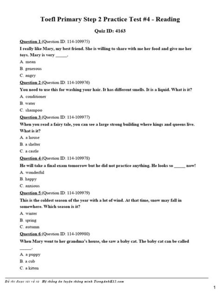 Toefl Primary Step 2 Practice Test PDF: Perfect Prep for Success