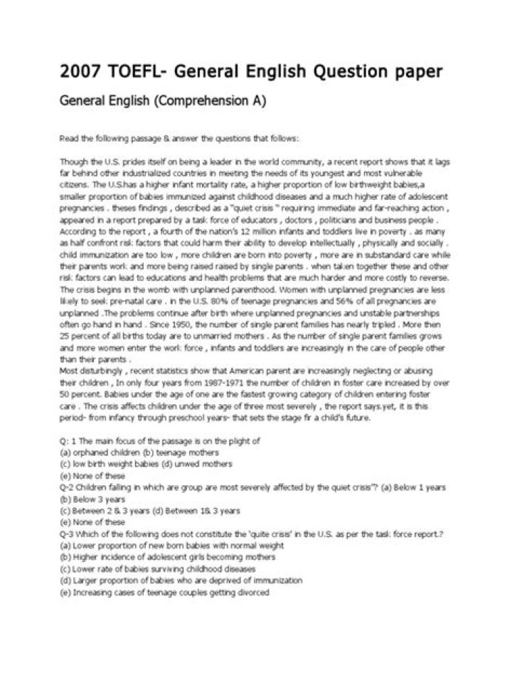 Download Free TOEFL Question Paper PDF Now