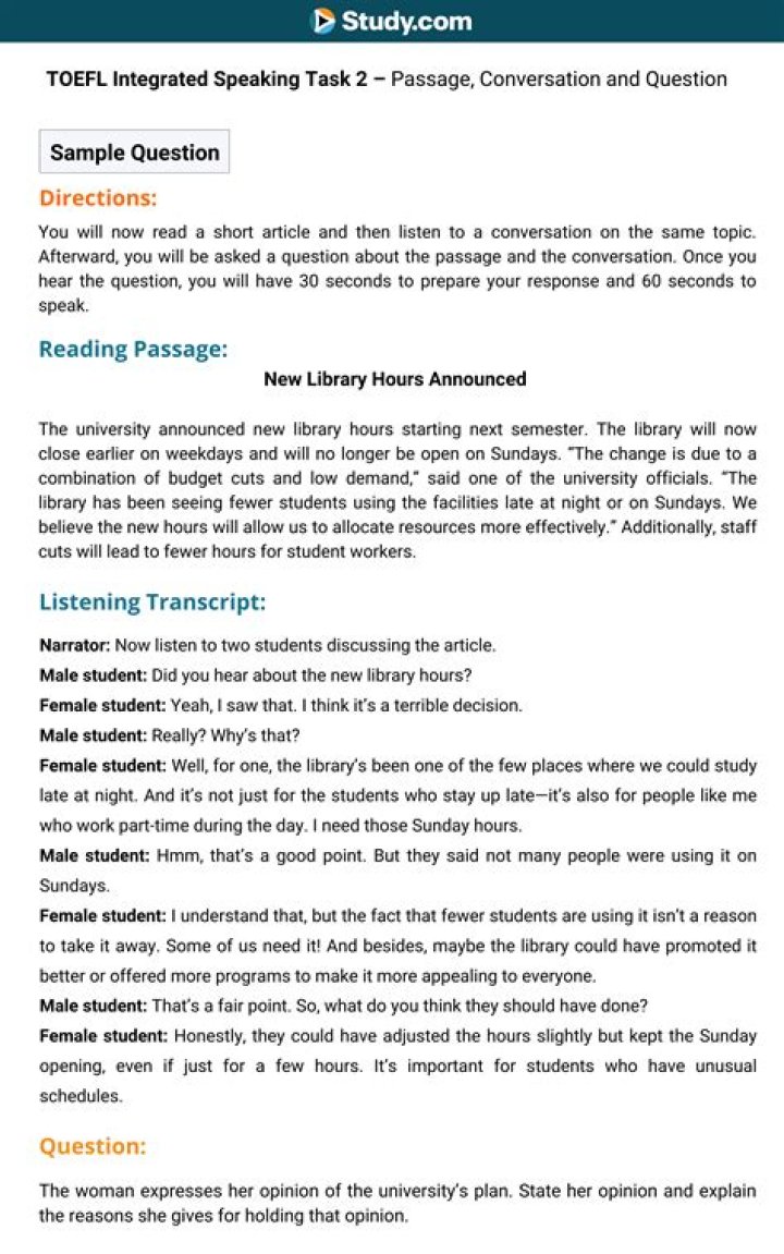 TOEFL Speaking Question 2 Topics with Answers PDF for Practice