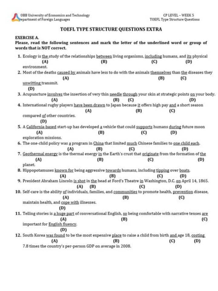Master the TOEFL Structure Test with Free PDF Practice