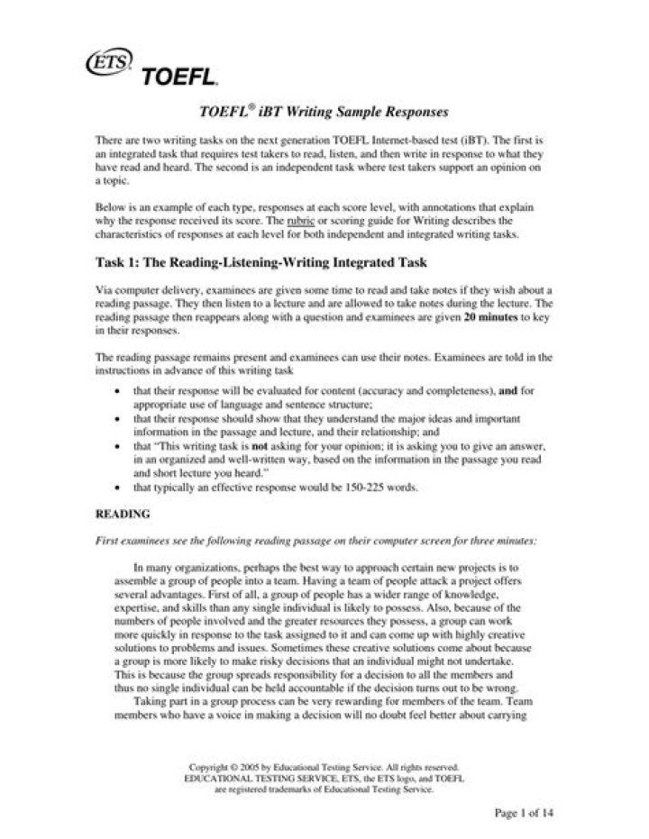 TOEFL Writing Samples with Answers PDF: Practice & Improve Your Score