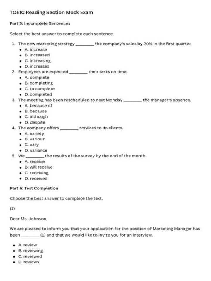 Free TOEIC Mock Test PDF – Practice with Real Exam Questions