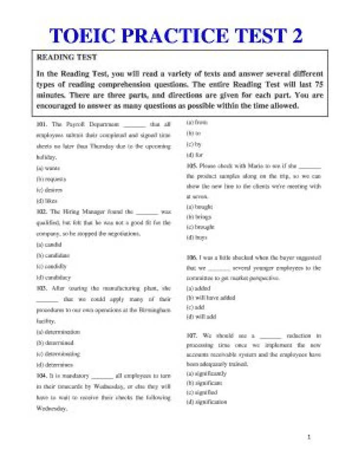 Toeic Practice Test with Answers PDF – Download Now
