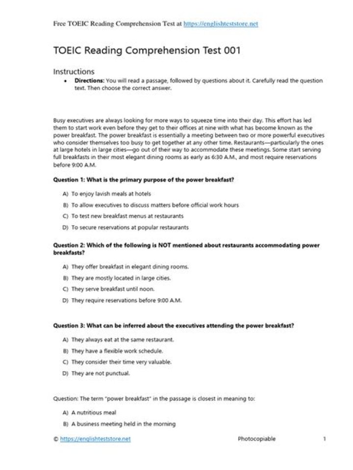 Toeic Reading Test 2024 PDF – Practice Test & Study Guide